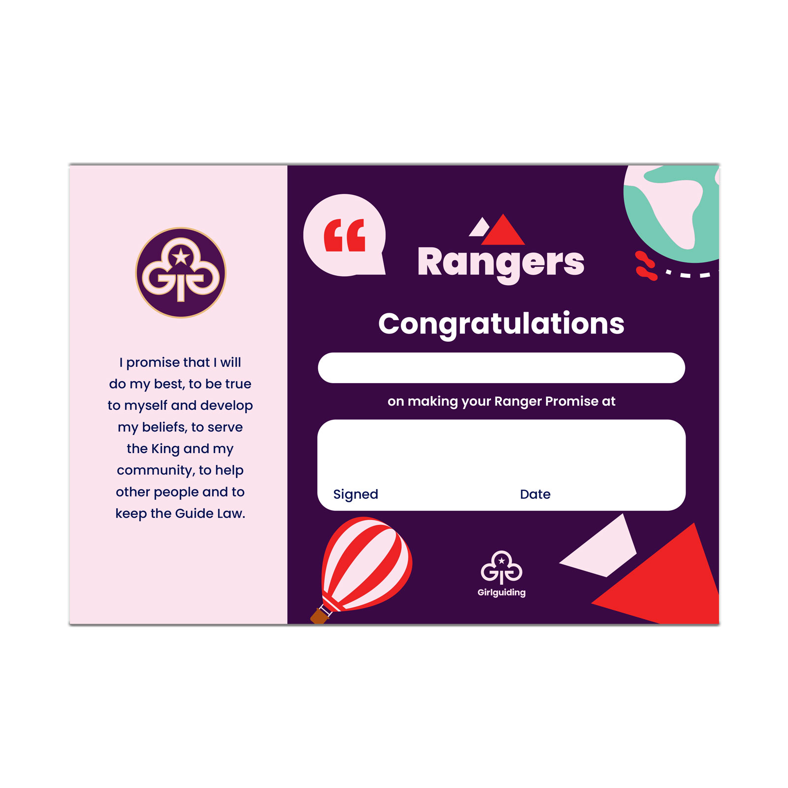 Sign Guide Promise Girl Guides Promise